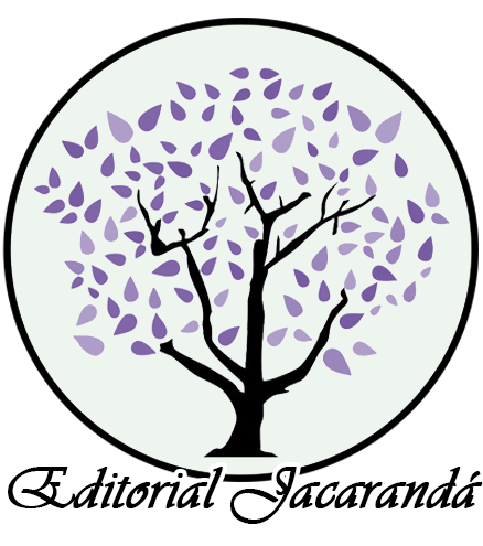 Logo de Jacarandá. Un árbol jacarandá con su copa llena de flores lavanda. Se lee "Editorial Jacarandá"